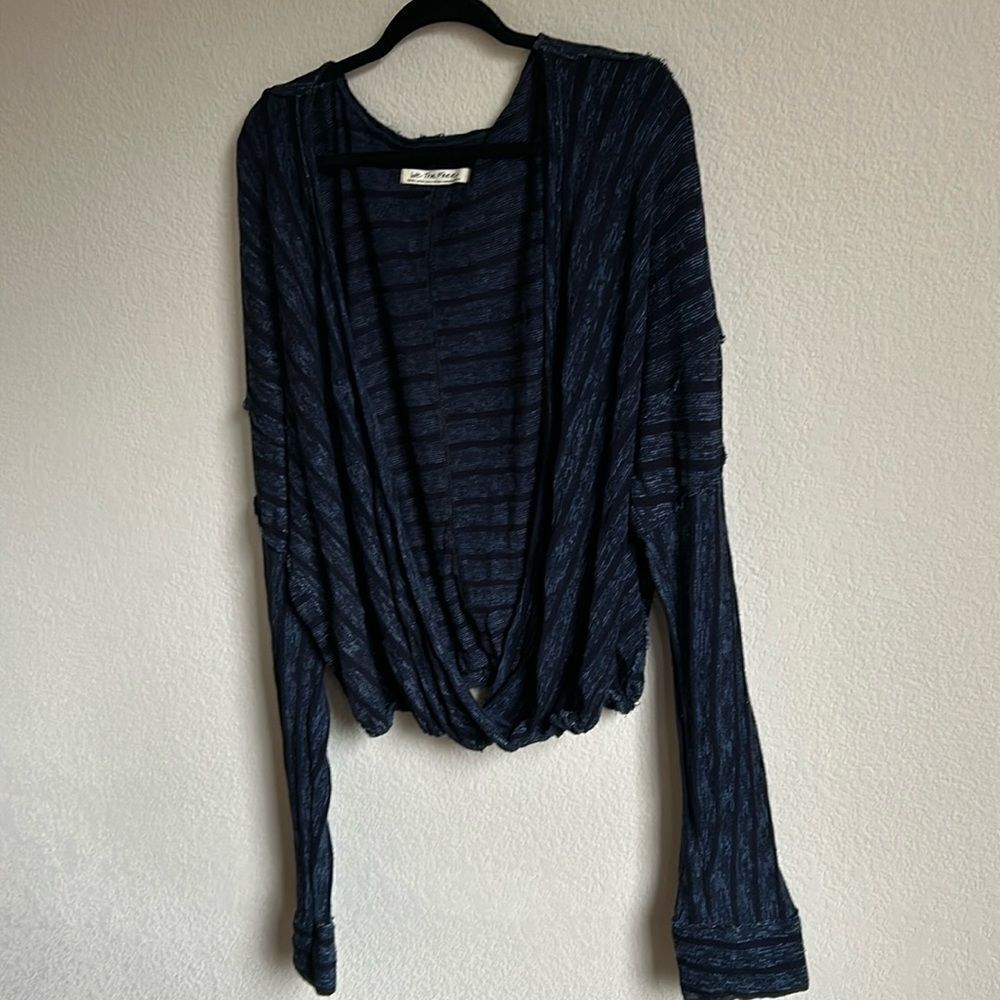 Free Peopke Sz XL navy blue open cardigan